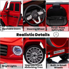 Load image into Gallery viewer, 24V Ride On Cars with Remote Control, Licensed Mercedes Benz G500 Kids Electric Car for Boys Girls Gifts, Battery Powered Ride on Trucks Toys with Bluetooth, MP3, Music, Led Lights, USB, Red