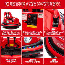 Load image into Gallery viewer, iRerts 12V Bumper Cars for Kids, Bumper Car Ride on with Remote Control, Battery Powered Kids Ride on Toys for 2-5 Year Old Boys Girls, Kids Electric Cars with Bluetooth, Music, LED Light, Red