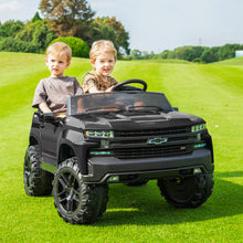 Load image into Gallery viewer, 2 Seater 24V Ride on Cars with Remote Control, Licensed Chevrolet Silverado Kids Ride on Truck for Boys Girls Birthday Christmas Gifts, Battery Powered Kids Electric Cars with LED Lights, Music, Black