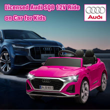 Load image into Gallery viewer, Ride on Toy Car Kids for Boys Girls, Licensed Audi SQ8 12V Ride on Cars with Remote Control, Battery Powered Electric Vehicle Car for Kids with Music, LED Lights, 3 Speed, 4 Wheeler, Pink