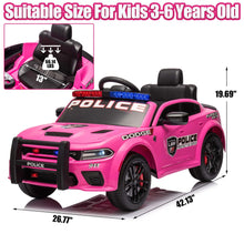 Load image into Gallery viewer, iRerts 12V Ride on Police Cars with Remote Control, Licensed Dodge Charger Kids Ride on Toys for Boys Girls Gifts, Kids Electric Car with Bluetooth, Music, USB, MP3, LED Lights, 3 Speeds, Pink