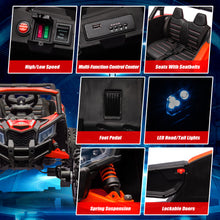 Load image into Gallery viewer, iRerts Red 24V Battery Powered Ride on UTV Cars for Boys Girls, Kids Ride on Toys with Remote Control, Music, LED Light, USB, Bluetooth, Large Seat Kids Electric Vehicle for Christmas Birthday Gifts