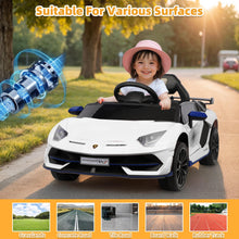 Load image into Gallery viewer, iRerts White 24V Lamborghini Xago Battery Powered Ride On Cars with Remote Control for Boys Girls Gifts, Kids Ride on Toys with Bluetooth, Music, MP3, USB, LED lights