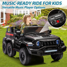 Load image into Gallery viewer, iRerts Black 24V Battery Powered Ride on Cars with Remote Control, Ride on Pickup Trucks with Rocking Chair Mode, Parental Rear Seat, Music, USB/MP3 Port, Electric Cars for Kids Boys Girls 2-6 Ages