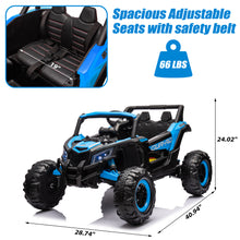 Load image into Gallery viewer, iRerts Blue 24V Battery Powered Ride on UTV Cars for Boys Girls, Kids Ride on Toys with Remote Control, Music, LED Light, USB, Bluetooth, Large Seat Kids Electric Vehicle for Christmas Birthday Gifts