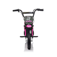 Load image into Gallery viewer, iRerts 24V Ride On Motocross Motorcycle, Kids Electric Dirt Bike for Boys 8-12, Kids Motorcycle with Dual Suspension, MP3 Player, Speeds up to 14.29MPH, Pink