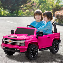 Load image into Gallery viewer, iRerts 12V Battery Powered Ride on Cars with Remote Control, Licensed Chevrolet Silverado 2 Seater Kids Electric Cars for 2-6 Ages Kids Gift, Ride On Toy with Music, MP3/USB/AUX Port, LED Light, Pink