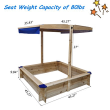 Load image into Gallery viewer, iRerts Kids Sandbox, Wooden Sandbox with Cover and Adjustable Canopy, Backyard Sandbox for Kids 3-10 Year Olds, Indoor Sandbox Sandpit Outdoor Playset for Backyard Home Lawn Garden Beach, Golden