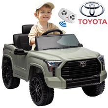 Load image into Gallery viewer, Toyota Tundra Ride On Cars for Kids, 12V Licensed Toyota Tundra Powered Ride On Toy Cars with Parent Remote Control, Electric Car for Kids 3-8 w/Music/Bluetooth/Trunk/LED Headlights/Safety Belt, Green
