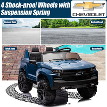 Load image into Gallery viewer, 2 Seater 24V Ride on Cars with Remote Control, Licensed Chevrolet Silverado Kids Ride on Truck for Boys Girls Birthday Christmas Gifts, Battery Powered Kids Electric Cars with LED Lights, Music, Blue