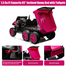 Load image into Gallery viewer, iRerts 2 Seater 24V Ride on Truck with Dump Bed, Battery Powered Ride on Cars with Remote Control for Boys Girls, 4WD 6 Wheels Ride on Tractor Toys with Bluetooth, Music, USB/TF Card Slots, Rose Red