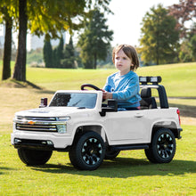 Load image into Gallery viewer, iRerts 12V Battery Powered Ride on Cars with Remote Control, Licensed Chevrolet Silverado 2 Seater Kids Electric Cars for 2-6 Ages Kids Gift, Ride On Toy with Music, MP3/USB/AUX Port, LED Light, White