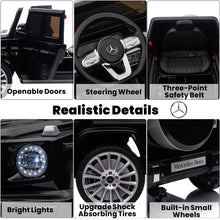 Load image into Gallery viewer, 24V Ride On Cars with Remote Control, Licensed Mercedes Benz G500 Kids Electric Car for Boys Girls Gifts, Battery Powered Ride on Trucks Toys with Bluetooth, MP3, Music, Led Lights, USB, Black