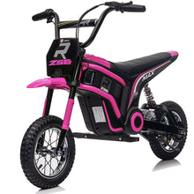 Load image into Gallery viewer, iRerts 24V Ride On Motocross Motorcycle, Kids Electric Dirt Bike for Boys 8-12, Kids Motorcycle with Dual Suspension, MP3 Player, Speeds up to 14.29MPH, Pink