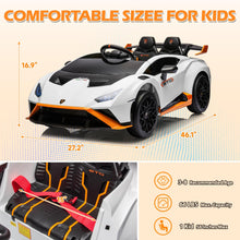 Load image into Gallery viewer, iRerts White 24V Lamborghini Ride on Cars with Remote Control, Battery Powered Kids Ride on Toys for Boys Girls 3-8 Ages, 4 Wheels Electric Cars for Kids with Bluetooth/Music/USB Port/LED Lights