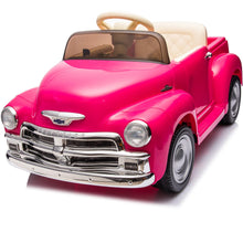 Load image into Gallery viewer, iRerts Pink 12V Chevrolet 3100 Powered Ride on Cars with Remote Control, Electric Car for Kids with Bluetooth, Music, USB Port, LED Light, 4 Wheels Kids Ride on Toys for Toddlers Boys Girls 3-6 Ages