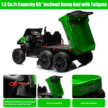 Load image into Gallery viewer, iRerts 2 Seater 24V Ride on Truck with Dump Bed, Battery Powered Ride on Car UTV with Remote Control for Boys Girls, 4WD 6 Wheels Ride on Tractor Toys with Bluetooth, Music, USB/TF Card Slots, Green
