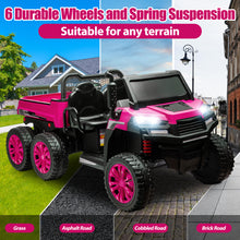 Load image into Gallery viewer, iRerts 2 Seater 24V Ride on Truck with Dump Bed, Battery Powered Ride on Cars with Remote Control for Boys Girls, 4WD 6 Wheels Ride on Tractor Toys with Bluetooth, Music, USB/TF Card Slots, Rose Red