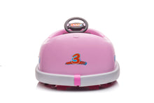 Load image into Gallery viewer, 12V Bumper Car for Toddlers, iRerts Kids Bumper Car with Remote Control, Rocking Horse Mode, Push Rod, Dinner Plate, USB Bluetooth Music, Electric Toddler Ride On Toys for Kids Ages 1-6 Years, Pink