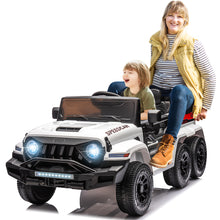 Load image into Gallery viewer, iRerts White 24V Battery Powered Ride on Cars with Remote Control, Ride on Pickup Trucks with Rocking Chair Mode, Parental Rear Seat, Music, USB/MP3 Port, Electric Cars for Kids Boys Girls 2-6 Ages