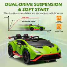 Load image into Gallery viewer, iRerts Green 24V Lamborghini Ride on Cars with Remote Control, Battery Powered Kids Ride on Toys for Boys Girls 3-8 Ages, 4 Wheels Electric Cars for Kids with Bluetooth/Music/USB Port/LED Lights
