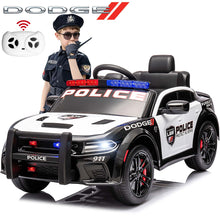 Load image into Gallery viewer, iRerts 12V Ride on Police Cars with Remote Control, Licensed Dodge Charger Kids Ride on Toys for Boys Girls Gifts, Kids Electric Car with Bluetooth, Music, USB, MP3, LED Lights, 3 Speeds, White