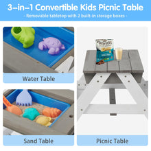 Load image into Gallery viewer, Kids Outdoor Picnic Table Set with Bench, 3 in 1 Sand and Water Activity Table Outdoor Convertible Picnic Table with Umbrella, Removable Tabletop, Play Boxes, Kids Table and Chair Set for Patio, Natur