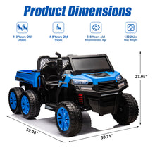 Load image into Gallery viewer, iRerts 2 Seater 24V Ride on Truck with Dump Bed, Battery Powered Ride on Car UTV with Remote Control for Boys Girls, 4WD 6 Wheels Ride on Tractor Toys with Bluetooth, Music, USB/TF Card Slots, Blue