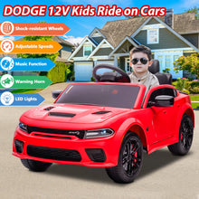 Load image into Gallery viewer, Kids Electric Cars With Remote Control, Licensed Dodge Charger 12V Ride on Cars for Boys Girls, Battery Powered Ride on Toys with Bluetooth, USB, MP3, 4 Wheel Suspension, Red