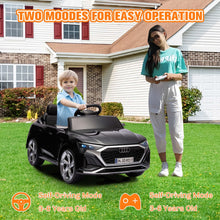 Load image into Gallery viewer, Ride on Toy Car Kids for Boys Girls, Licensed Audi SQ8 12V Ride on Cars with Remote Control, Battery Powered Electric Vehicle Car for Kids with Music, LED Lights, 3 Speed, 4 Wheeler, Black