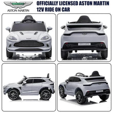 Load image into Gallery viewer, iRerts Ride on Cars, 12V Licensed Aston Martin Battery Powered Ride on Toys with Remote Control, MP3 Player, LED Headlights, Safety Belt, 4 Wheeler, Electric Car for Kids 3-5 Boys Girls, Gray