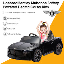 Load image into Gallery viewer, Kids Electric Car for Boys Girls Gift, Licensed Bentley Mulsanne 12V Ride On Cars with Remote Control, Battery Powered Ride On Toys with Bluetooth, USB, MP3, LED Light, Black