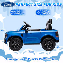 Load image into Gallery viewer, 12V Ride on Cars with Remote Control, Ford Ranger Electric Cars for Kids with Bluetooth, Music, USB Port, Horn, LED Lights, Battery Powered Ride on Toys for Kids Boys Girls 3-6 Ages Gifts, Blue