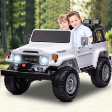 Load image into Gallery viewer, 24V Ride on Cars 2 Seater, Licensed Toyota FJ40 Ride on Toys with Remote Control, Kids Electric Vehicle with Bluetooth, FM Radio, USB, Music, Gifts for 3-6 Years Old Boys Girls, White
