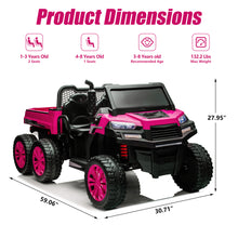 Load image into Gallery viewer, iRerts 2 Seater 24V Ride on Truck with Dump Bed, Battery Powered Ride on Cars with Remote Control for Boys Girls, 4WD 6 Wheels Ride on Tractor Toys with Bluetooth, Music, USB/TF Card Slots, Rose Red
