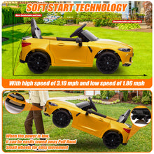Load image into Gallery viewer, BMW M4 Yellow 12V Ride On Cars with Remote Control, Battery Powered Ride on Toys with Music, Bluetooth, Story, USB/MP3 Port, LED Light, Kids Electric Vehicle for Boys Girls with Wheels, Easy to Carry