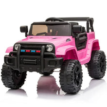 Load image into Gallery viewer, iRerts Black Kids 12V Ride on Truck with Remote Control for 2- 4 Years Old, Horn, LED Lights, MP3 Player, Radio, USB Port, Spring Suspension