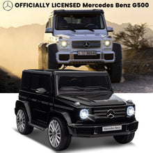 Load image into Gallery viewer, 24V Ride On Cars with Remote Control, Licensed Mercedes Benz G500 Kids Electric Car for Boys Girls Gifts, Battery Powered Ride on Trucks Toys with Bluetooth, MP3, Music, Led Lights, USB, Black