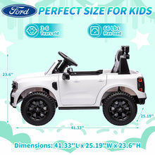 Load image into Gallery viewer, iRerts White 12V Ford Ranger Powered Ride on Car with Remote Control, Kids Electric Car for Boys Girls 3-6 Ages, Kids Ride on Toys with Bluetooth, Music, USB Port, Horn, LED Lights