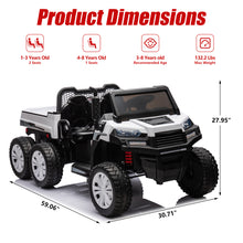 Load image into Gallery viewer, iRerts 2 Seater 24V Ride on Truck with Dump Bed, Battery Powered Ride on Car UTV with Remote Control for Boys Girls, 4WD 6 Wheels Ride on Tractor Toys with Bluetooth, Music, USB/TF Card Slots, White