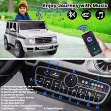 Load image into Gallery viewer, 24V Ride On Cars with Remote Control, Licensed Mercedes Benz G500 Kids Electric Car for Boys Girls Gifts, Battery Powered Ride on Trucks Toys with Bluetooth, MP3, Music, Led Lights, USB, White
