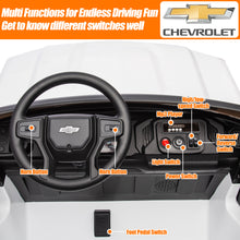 Load image into Gallery viewer, 2 Seater 24V Ride on Cars with Remote Control, Licensed Chevrolet Silverado Kids Ride on Truck for Boys Girls Birthday Christmas Gifts, Battery Powered Kids Electric Cars with LED Lights, Music, White