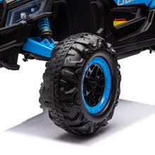Load image into Gallery viewer, iRerts Blue 12V Battery Powered Ride on UTV Cars for Boys Girls, Kids Ride on Toys with Remote Control, Music, LED Light, USB, Bluetooth, 4 Wheels Kids Electric Vehicle for Christmas Birthday Gifts