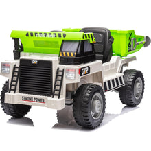 Load image into Gallery viewer, iRerts Ride on Dump Truck for Boys, 12V Ride on Car with Remote Control, 4 Wheel Construction Vehicles with Electric Dump Bed and Shovel, Powered Ride on Toys with Bluetooth, Music, USB Port, White