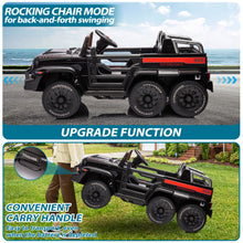 Load image into Gallery viewer, iRerts Black 24V Battery Powered Ride on Cars with Remote Control, Ride on Pickup Trucks with Rocking Chair Mode, Parental Rear Seat, Music, USB/MP3 Port, Electric Cars for Kids Boys Girls 2-6 Ages