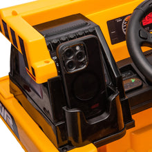 Load image into Gallery viewer, iRerts Ride on Dump Truck for Boys, 12V Ride on Car with Remote Control, 4 Wheel Construction Vehicles with Electric Dump Bed and Shovel, Powered Ride on Toys with Bluetooth, Music, USB Port, Yellow