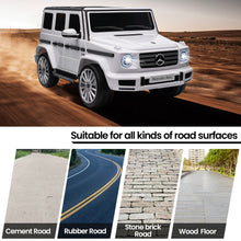 Load image into Gallery viewer, 24V Ride On Cars with Remote Control, Licensed Mercedes Benz G500 Kids Electric Car for Boys Girls Gifts, Battery Powered Ride on Trucks Toys with Bluetooth, MP3, Music, Led Lights, USB, White
