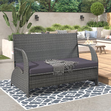 Load image into Gallery viewer, iRerts Outdoor Patio Furnitrue Loveseat Set with Cushions, Convertible Coffee Table and Ottoman Set, Patio Conversation Wiker Rattan Sofa Set