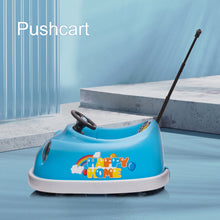 Load image into Gallery viewer, iRerts Kids Bumper Car with Remote Control, 12V Bumper Car for Toddlers Ages 1-6 Years with Rocking Horse Mode, Push Rod, Dinner Plate, USB Bluetooth Music, Ride on Toys Car for Boys Girls Gifts, Blue