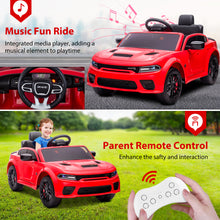 Load image into Gallery viewer, Kids Electric Cars With Remote Control, Licensed Dodge Charger 12V Ride on Cars for Boys Girls, Battery Powered Ride on Toys with Bluetooth, USB, MP3, 4 Wheel Suspension, Red